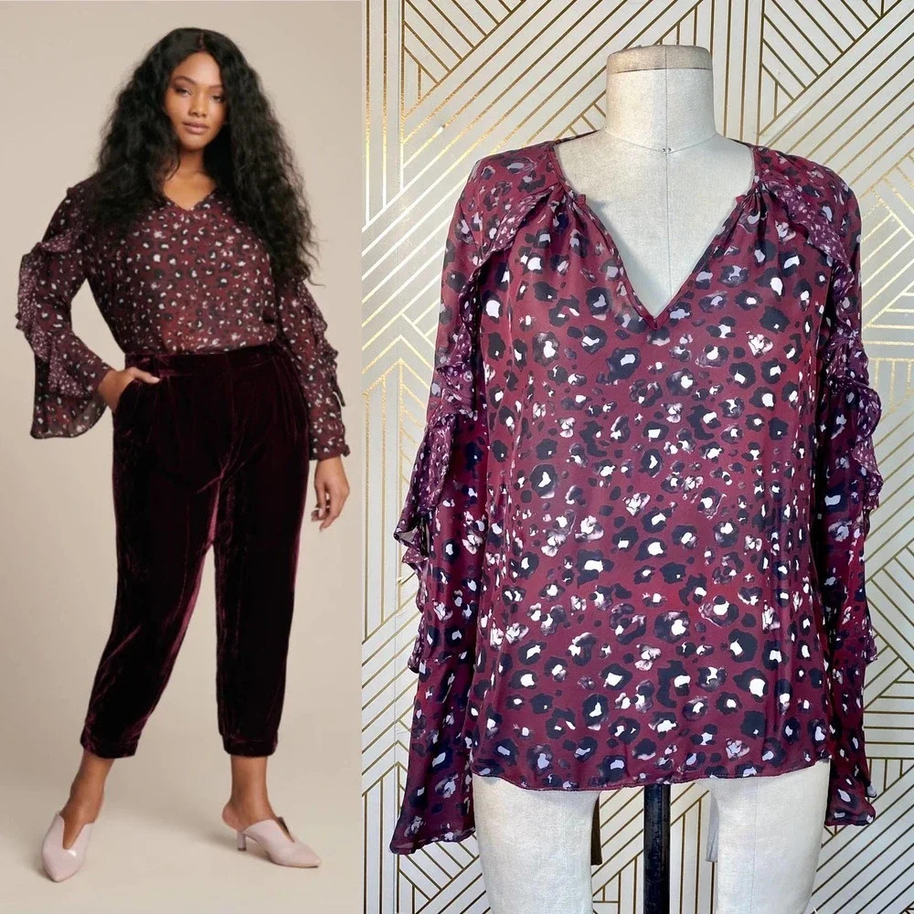 Parker Denny Blouse Cordovan Jungle Animal Print